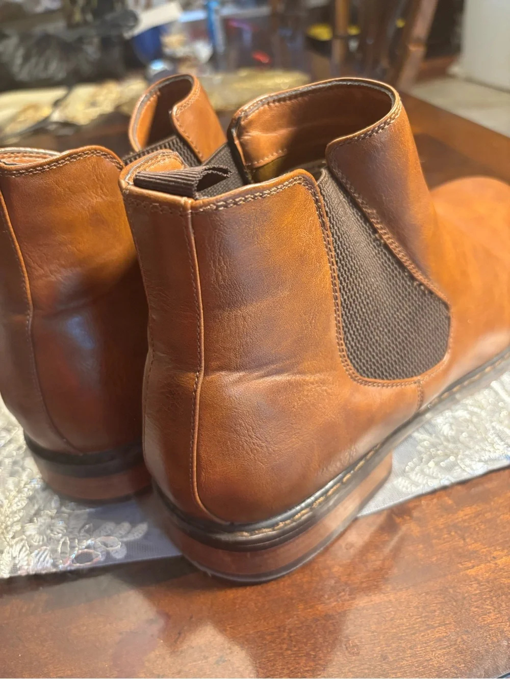 Men's Slip-On Boat Shoes Chelsea Style in Cognac Brown